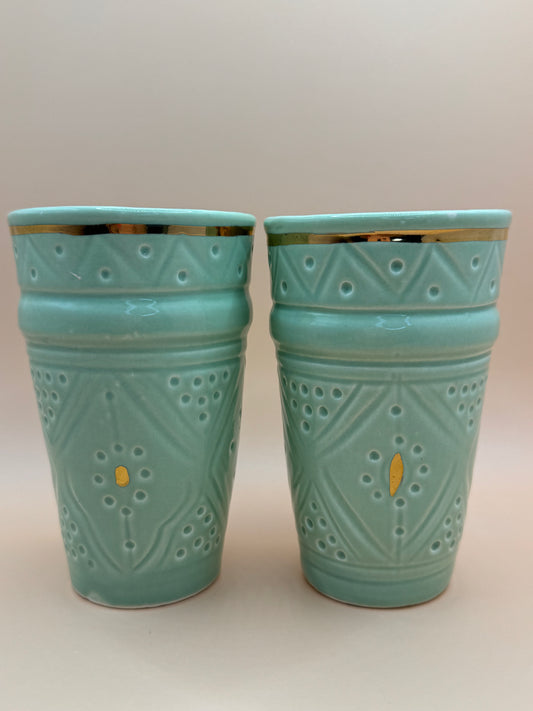 Mug / Verre à café gravés vert menthe