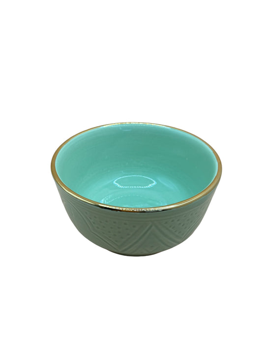 Bol et saladier ronds gravés vert menthe