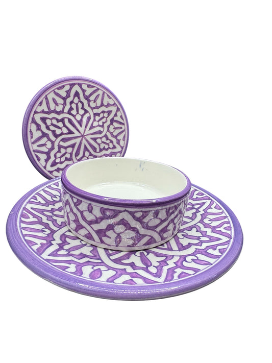 Assiette de présentation motif Fassi en Lilas