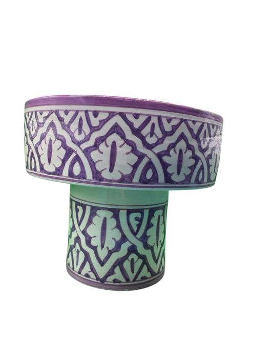 Coupe sur pied présentoir motif Fassi en Lilas