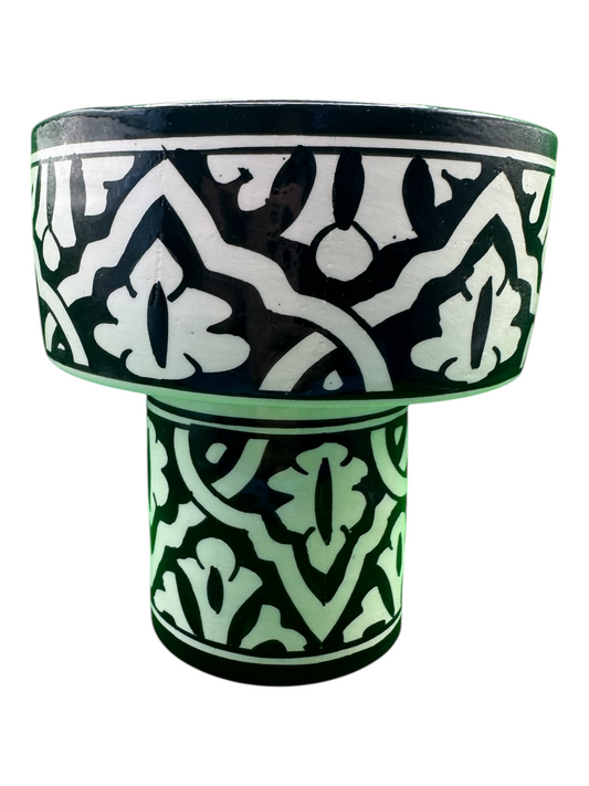 Coupe sur pied présentoir motif Fassi en noir et blanc