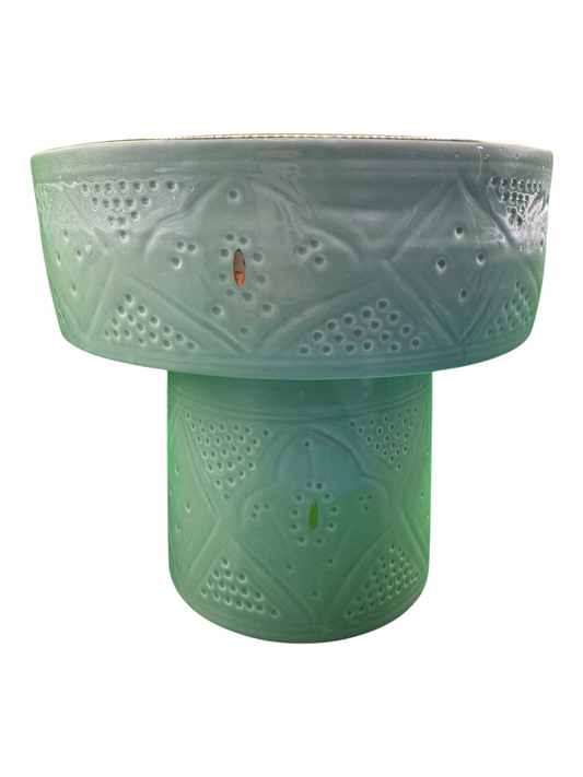 Coupe sur pied présentoir gravée  vert menthe