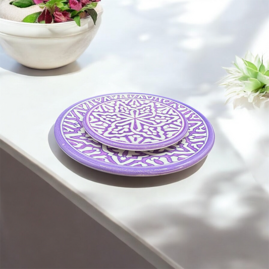 Assiette de présentation motif Fassi en Lilas